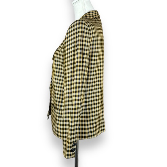 Vintage Kasper for ASL Black & Yellow Plaid Blazer Shoulder Pads Clueless Cher - Picture 3 of 9